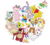 PearlGirl 5D DIY Gem Arts Stickers Crafts Kits,12 Pcs Purple Rabbit White Cat Pink Bear Mary Diamond Dots