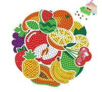 PearlGirl Diamond Painting Stickers for Kids and Adult Beginners, 12 Pcs Fruit Watermelon Banana Grape Lemon Diamond Arts Stickers Kits 5D DIY Cartoon Mosaic Stickers Gem Art