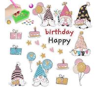 PearlGirl Diamond Painting Stickers for Kids and Adult Beginners, 21 Pcs Party Cake Balloons Fireworks Love Birthday Diamond Arts Stickers Kits 5D DIY Cartoon Mosaic Stickers Gem Art