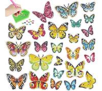PearlGirl Diamond Painting Stickers for Kids and Adult Beginners, Blue Red Yellow Butterfly Big Caterpillar Diamond Arts Stickers Kits 5D DIY Cartoon Mosaic Stickers Gem Art