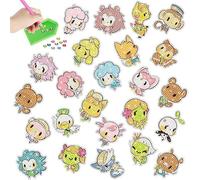 PearlGirl Diamond Painting Stickers for Kids and Adult Beginners, Monkey Duck Girl with Flower Fox Bear Diamond Arts Stickers Kits 5D DIY Cartoon Mosaic Stickers Gem Art