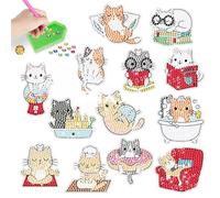 PearlGirl DIY 5D Diamond Painting Stickers Kit for Kids, Cats Playing Games, Contemporary Art Craft Kit, Age 5+, Non-Foldable