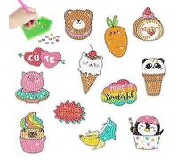 PearlGirl Kawaii Stickers,Arrow of Love Cupid's Arrow Banana Peel Dolphin Swimming Pig Cat Cone Penguin Milk Tea Stickers - Gem Painting Diamond Art Kits for Kids
