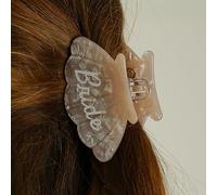Pearlised Shell Claw Clip for Hen Parties - "Bride" Printed Design in Blue, Elegant Hair Accessory