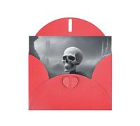 Pearlized Greeting Card with Envelope Blank Notecard for Thank You Invitations Sympathy White Punk Skul Print