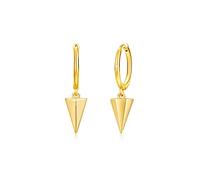 PEARLOVE Small 18K Gold Plated Dangle Huggie Earrings,925 Sterling Silver Mimi Geometric Triangle Cone Dainty Hoop Dainty Earrings for Women & Girls