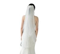 Pearls Accented Bridal Veil Double Layer Sheer Wedding Headpiece for Bride Lightweight Airy Hair Accessory Bow Hair Accessory Wedding Headdress Secure Clip Bridal Veil