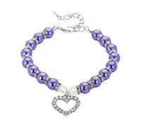Pearls And Diamonds Dog Pet Dog Chain Cat Adjustable Dog Diamond Flash Dog Adult Dog Food Small Breed Senior (Purple, S)