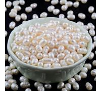 Pearls Beads for Jewelry Making 100pcs 4-5mm Natural Genuine Real Freshwater Cultured Pearl White Rice Oval Loose Gemstone Bead Holes 0.7mm Crafts Necklaces Bracelets Earrings (White, 4-5mm)