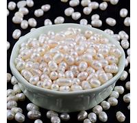 Pearls Beads for Jewelry Making 100pcs 4-5mm Natural Genuine Real Freshwater Cultured Pearl White Rice Oval Loose Gemstone Bead Holes 0.7mm DIY Crafts Necklaces Bracelets Earrings (White, 4-5mm)