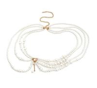 COSSIKA Pearls Bra Chain Pearls Body Chain Bra And Bottom Pearls Bikinis Pearls Body Jewelry Sexy Chest Chain Pearls Waist Chain