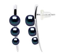 PEARLS & COLORS - Earrings Genuine Freshwater Cultured Pearls - AAA+ Quality - Anallergic Silicon Clasp - 925 Sterling Silver - Women's Jewellery