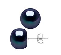 PEARLS & COLORS - Earrings with Genuine Freshwater Cultured Pearls - Black Tahiti Color - AAA + Quality - 925 Sterling Silver - Women's Jewelry