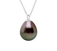 PEARLS & COLORS - Necklace Genuine Tahitian Cultured Pearl Drop Shaped - 9-10 mm - A+ Quality - Available in Yellow and White Gold - Women's Jewellery …