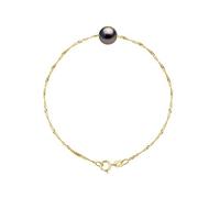 PEARLS & COLORS - Prestige Bracelet Genuine Round Shaped 8-9 mm Tahitian Cultured Pearl - A+ Quality - Available in Yellow and White Gold - Women's Jewellery