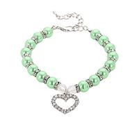 Pearls Diamonds Dog Collar Pet Dog Chain Cat Collar Adjustable Dog Collar (Mint Green, L)