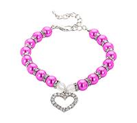 Pearls Diamonds Dog Collar Pet Dog Chain Cat Collar Adjustable Stainless Steel Design Glitter Safety (L)