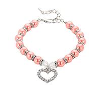 Pearls Diamonds Dog Collar Pet Dog Chain Cat Collar Adjustable Stainless Steel Design Glitter Safety (L)