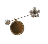 Pearls Flower Photo Locket Brooch Customizable Keepsakes Alloy Jewelry Secure Closure Wedding Anniversary Present Dateless Memory Photo Brooch