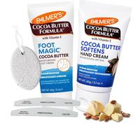 Pearls & Flowers® Hand & Foot Care Set -Palmers Cocoa Butter Hand Cream + Foot Magic Cream + Nail File & Pumice Stone | Cracked Heel & Dry Hand Repair Kit | Soft Smooth Skin Moisturising Bundle