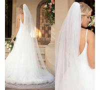 Pearls Ivory Long Bridal Veils with Comb One Layer Cathedral Wedding Veil White Bride Accessories-Ivory-150cm