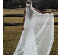 Pearls Ivory Long Bridal Veils with Comb One Layer Cathedral Wedding Veil White Bride Accessories-White-100cm