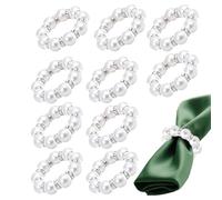 Pearls | Mother of Pearl Look Napkin Ring Holder | Pack of 10 Beaded Rings for Restaurant Party Table Holidays Christmas Hotel