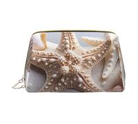 Pearls Seashell Theme Printed Small Makeup Bag Portable Leather Make up Bag Travel Zipper Cosmetic Bags Organizer for Women