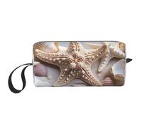 Pearls Seashell Theme Printed Travel Makeup Bag Portable Cosmetic Bag Makeup Case Toiletry Handbag Organiser for Women