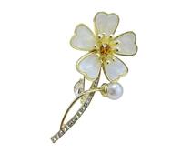 Pearls Shell Flower Brooch Zincs Alloy Secure Pin Formal Occasion Jewelry Accessory Clothing Accessories Sustainable Fashion Brooch for Women