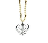 Pearls Sikh Silver Religion Khanda Car Hanging, Pendant Gift, Rear View Mirror Accessories, Multicolor, Regular