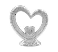 Pearlscent Silver Nested Hearts - Decorative Tabletop Ornament with Diamante Detail - Silver Ceramic Heart Ornament Gift for Home Decor, Weddings, Valentine's Day (Large)