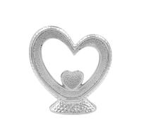 Pearlscent Silver Nested Hearts - Decorative Tabletop Ornament with Diamante Detail - Silver Ceramic Heart Ornament Gift for Home Decor, Weddings, Valentine's Day (Small)