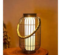 pearlstar Large Solar Powered Lantern Outdoor-Heavy Duty Metal Hanging Lights Decorative Solar Table Lamp Waterproof for Outside Patio Yard Garden Porch Tabletop Decor (Copper)