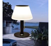 pearlstar LED Solar Table Lamp Desk Lamp White Night Lights Outdoor Decorative Table Lights with Pull Chain for Outside Patio Garden Bedroom Living Room (Black -3 Lighting Modes)