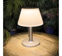 pearlstar LED Solar Table Lamp Desk Lamp White Night Lights Outdoor Decorative Table Lights with Pull Chain for Outside Patio Garden Bedroom Living Room (White -3 Lighting Modes)