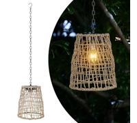 pearlstar Solar Lights for Outdoors, Rattan Solar Lanterns for Outdoor Use, Weatherproof, Lantern Pendant Light with Metal Chain and Hooks, Boho Garden Decoration for Balcony, Patios, Courtyard