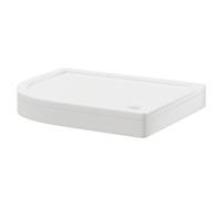 Pearlstone Left Hand Offset Quadrant Shower Tray and Plinth | White | Acrylic/Stone Resin | 1000mm x 800mm x 40mm
