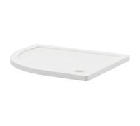 Pearlstone Slip Resistant Left Hand Offset Quadrant Shower Tray | White | Acrylic/Stone Resin | 900mm x 760mm x 40mm