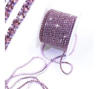 PEARLY JUN 10 Yards Purple Rhinestone Chain Light Amethyst Rhinestone Trim Crystal Artificial Stone Trim Cup Chain SS6 2mm Color Plated Cup Stitch Costume Decoration