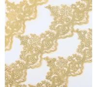 PEARLY JUN 2 Yards Gold Lace Trim Ribbon Roll Anglaise Sequin Venice Lace Trimming for Sewing Clothes DIY Fabric Knits Wewing Curtain Decoration