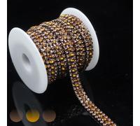 PEARLY JUN 3 Yards 3 Rows Brown Rhinestone Trim Chain Crystal Strips