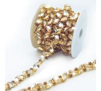 PEARLY JUN 3 Yards Champagne Rhinestone Trim Rhinestone Chain Crystal Chain Diamond Bling DIY for Clothes Sewing Decoration Skirt Embellishment Accessories Wedding Party Craft