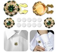 PEARLY JUN Button Covers 4 Sets Rhinestone Buttons, 10 Pcs 18L 11.5MM 15/32” Sewing Buttons, Gold Green Crystal Buttons for Women Men Suitable Sewing DIY and Holiday Decoration Embellishments