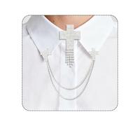 PEARLY JUN Collar Chain Pins and Button Covers for Men Women Blouses, Gold Silver Black Cross Round Bow Tie Vintage Rhinestone Brooch Link for Lapel Suit Sweater Shawl Shirt Gifts Jewelry Accessories