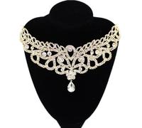 PEARLY JUN Rhinestone Applique Crystal Applique for Hand Sewing Craft Projects DIY Wedding Clothes Shoes Hats Bags (YL007-Gold)