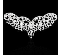 PEARLY JUN Rhinestone Applique Crystal Applique for Hand Sewing Craft Projects DIY Wedding Clothes Shoes Hats Bags (YL00006-silver)