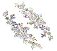 PEARLY JUN Rhinestone Applique Crystal Applique Hand Sewing, Flower Glass Alloy Rhinestone Patch for Craft Projects DIY Wedding Clothes Shoes Hats Bags. (YHZ00013-2PC-AB)