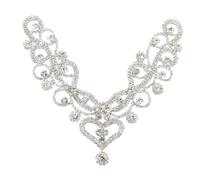 PEARLY JUN Rhinestone Applique Crystal Applique Hand Sewing, Flower Glass Alloy Rhinestone Patch for Craft Projects DIY Wedding Clothes Shoes Hats Bags. (YL002-Silver)