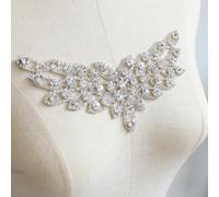 PEARLY JUN Rhinestone Applique Crystal Applique Hand Sewing, Flower Glass Alloy Rhinestone Patch for Craft Projects DIY Wedding Clothes Shoes Hats Bags. (YL015-Silver)